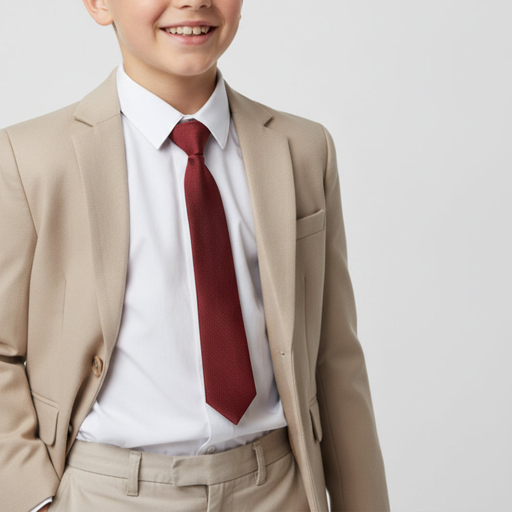 Plain Burgundy Red Satin Skinny Boys Tie