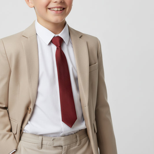 Plain Burgundy Red Satin Skinny Boys Tie