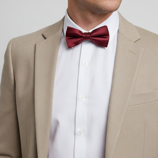Plain Burgundy Hand Made Mens Bow Tie