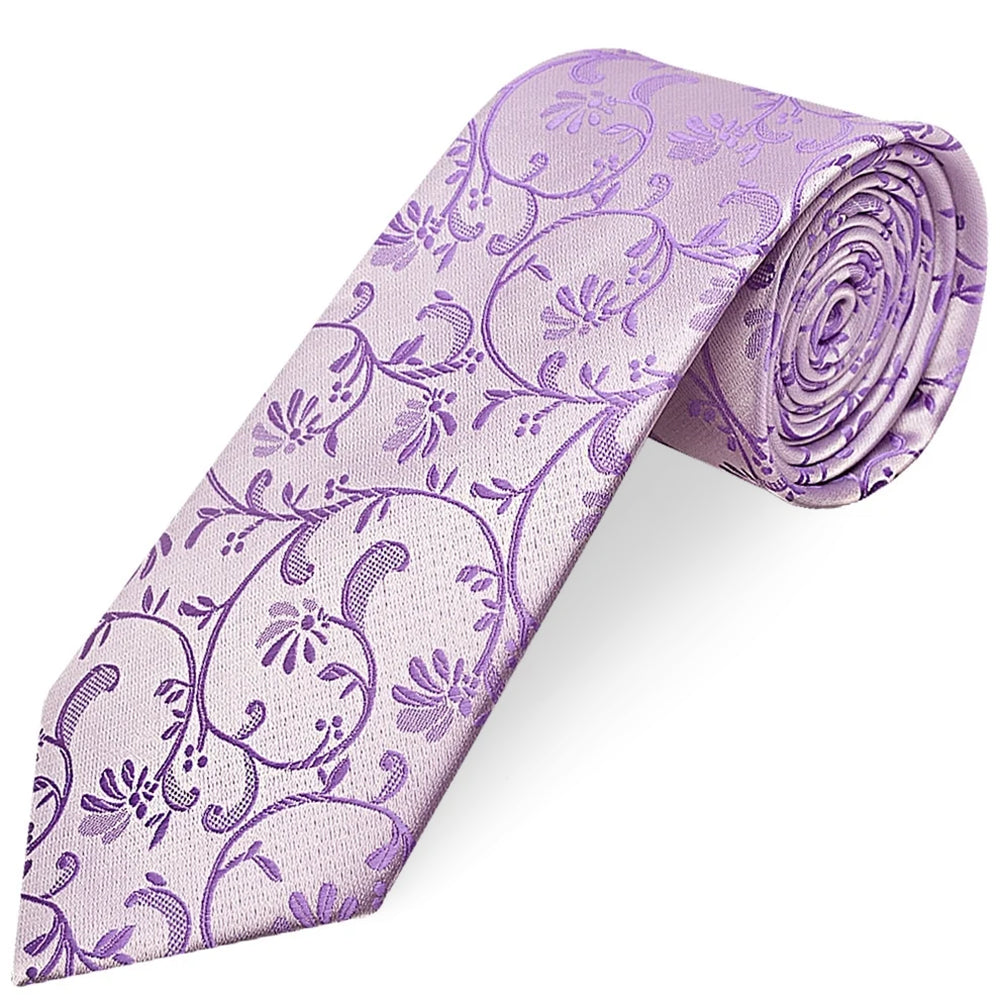 Cadbury Purple Floral Classic Men's Tie and Pocket Square Set
