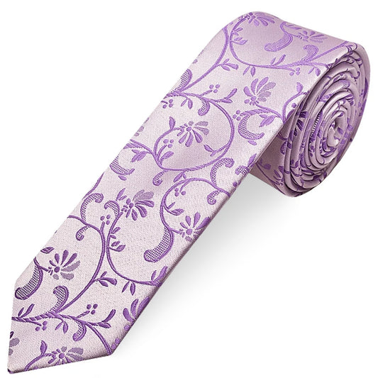 Cadbury Purple Floral Skinny Men's Tie and Pocket Square Set