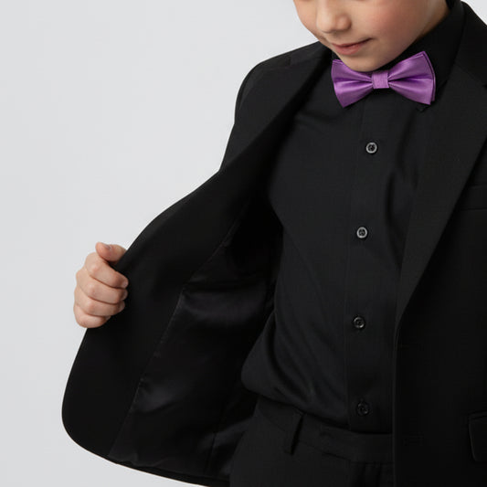 Pre Tied Cadburys Purple Satin Boys Bow Tie Age 8-11
