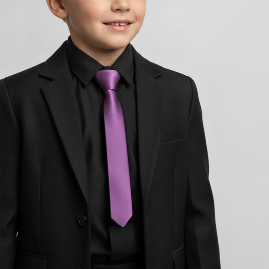Pre Tied Cadburys Purple Satin Boys Tie Age 4-7