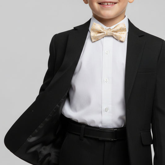 Pre Tied Caramel Floral Boys Bow Tie Age 4-7