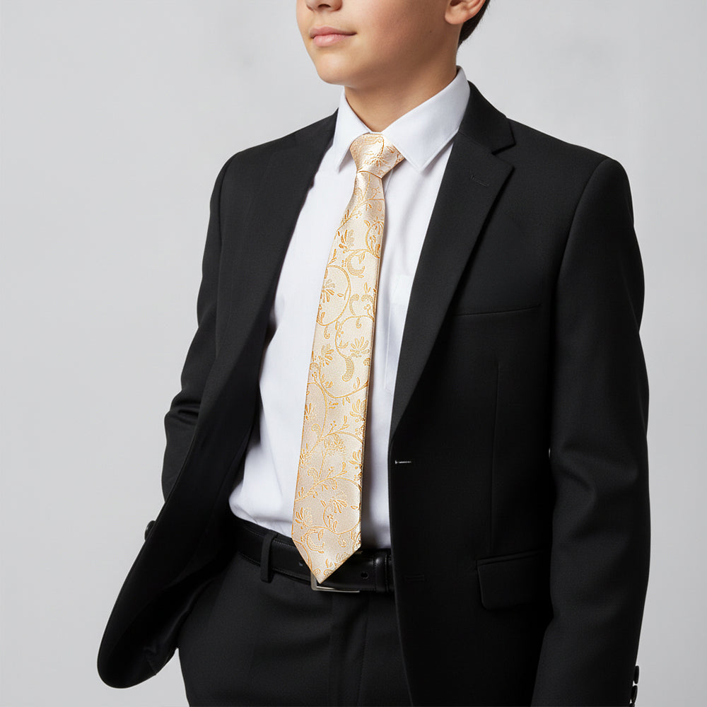 Caramel Floral Skinny Boys Tie