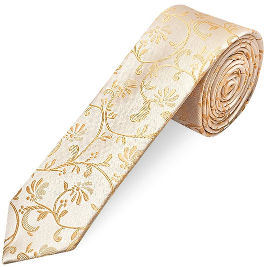 Caramel Floral Skinny Boys Tie