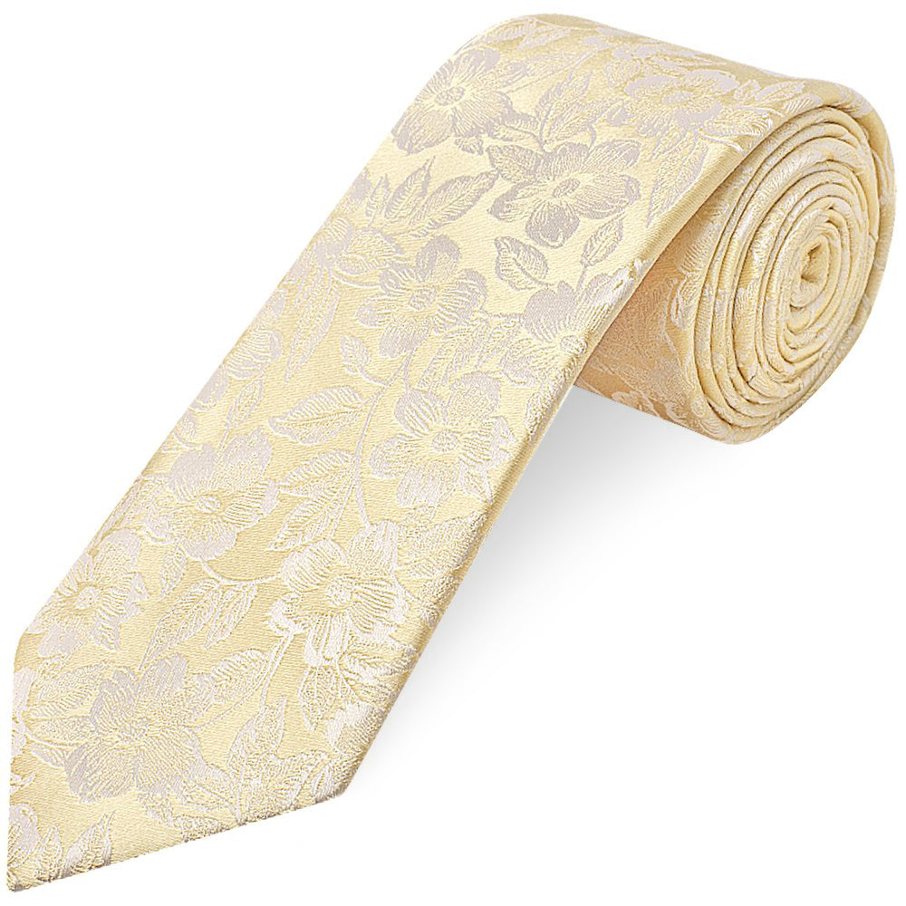Champagne Floral Silk Classic Mens Tie