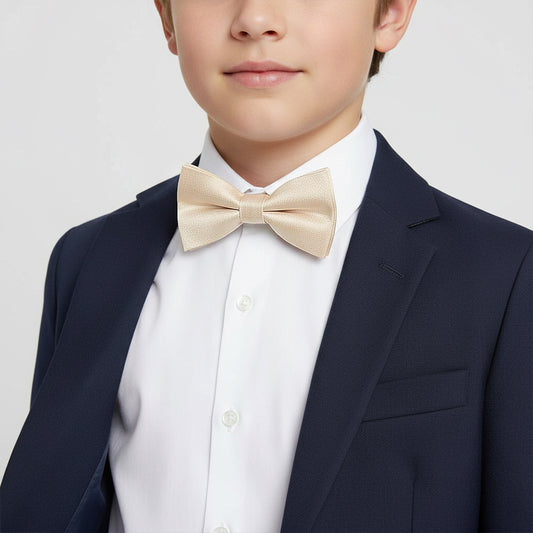 Pre Tied Champagne Silk Boys Bow Tie Age 8-11