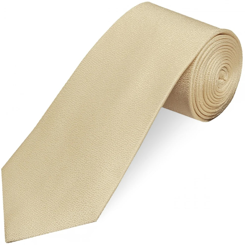 Plain Champagne Textured Silk Classic Mens Tie and Pocket Square Set