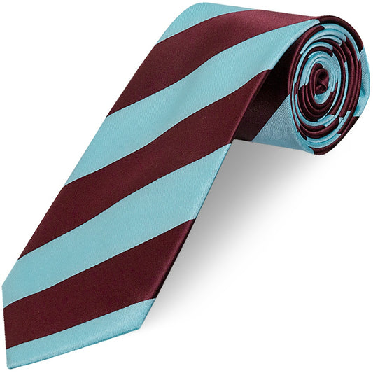 Claret and Blue Striped Hand Made Classic Mens Football Tie