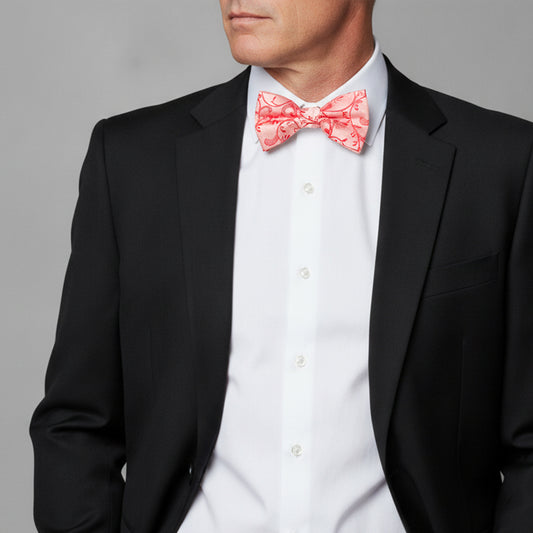 Coral Floral Handmade Mens Bow Tie