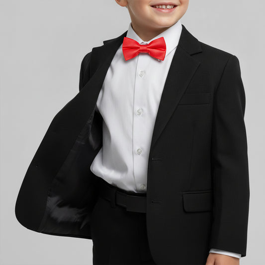 Pre Tied Coral Pink Satin Boys Bow Tie Age 4-7