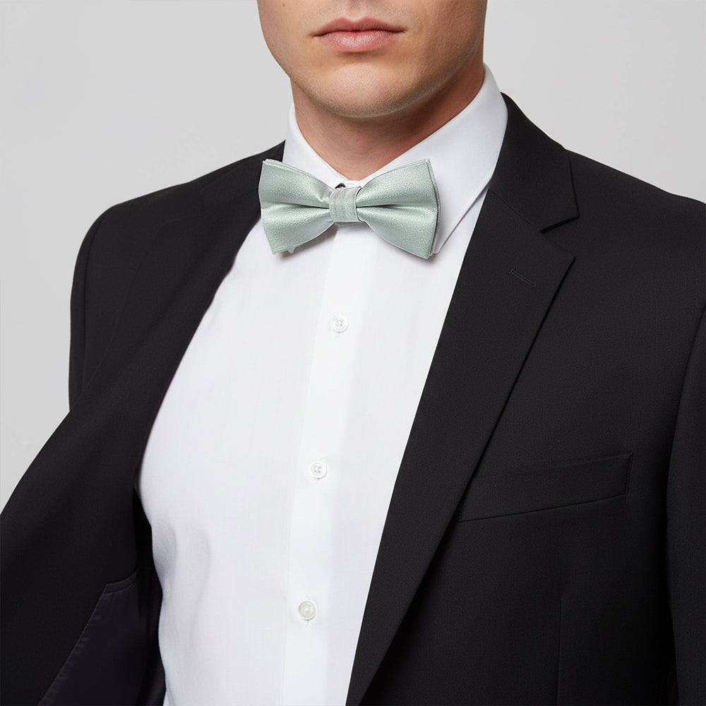 Plain Duck Egg Silk Mens Bow Tie
