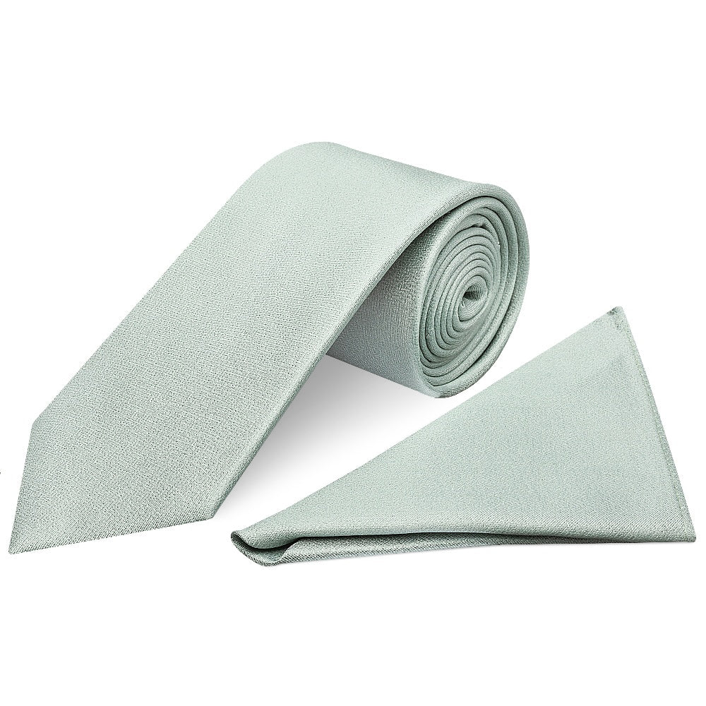 Plain Duck Egg Silk Classic Mens Tie and Pocket Square Set