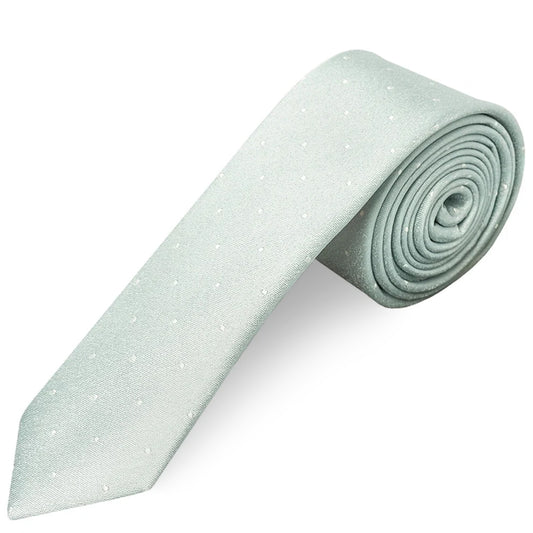 Duck Egg with White Spot Silk Skinny Tie and Pocket Square