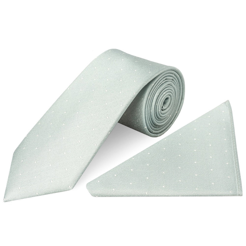 Duck Egg with White Spot Silk Classic Tie and Pocket Square