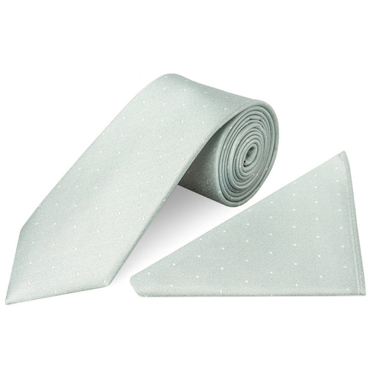 Duck Egg with White Spot Silk Classic Tie and Pocket Square