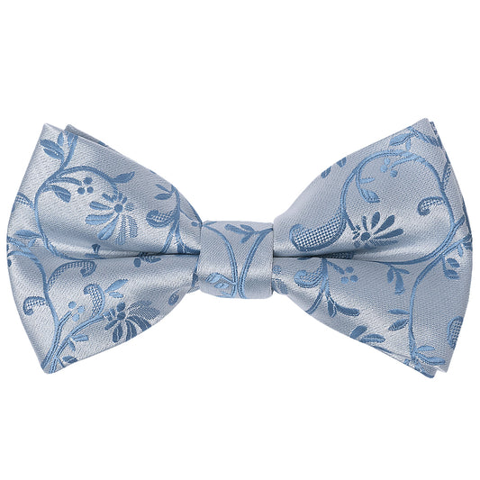Pre Tied Dusty Blue Floral Boys Bow Tie Age 8-11