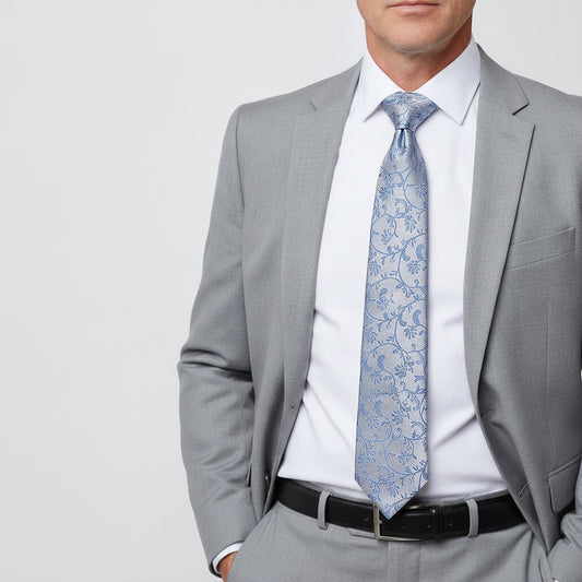 Dusty Blue Floral Classic Men's Tie