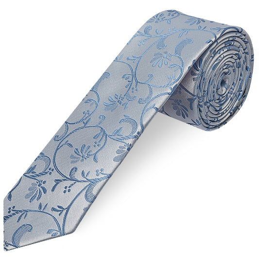 Dusty Blue Floral Skinny Men's Tie