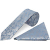 Dusty Blue Floral Skinny Men's Tie and Pocket Square Set