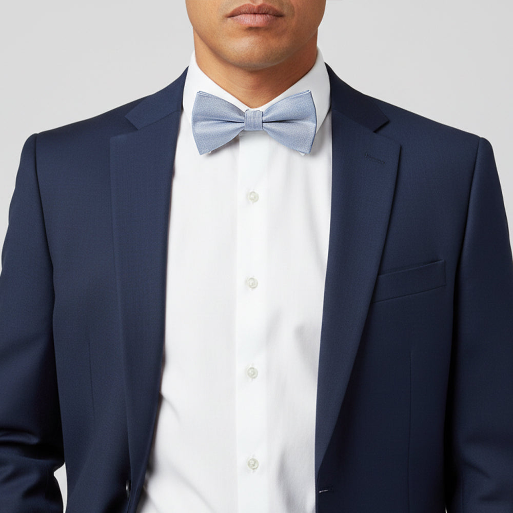 Plain Dusty Blue Silk Mens Bow Tie