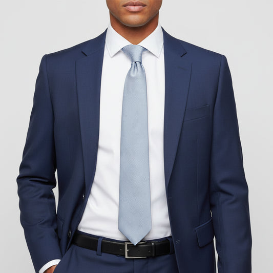 Plain Dusty Blue Silk Classic Mens Tie