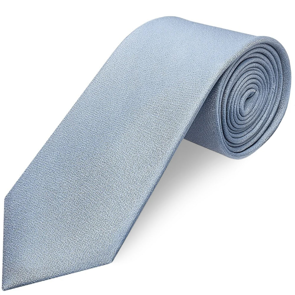 Plain Dusty Blue Silk Classic Mens Tie and Pocket Square Set