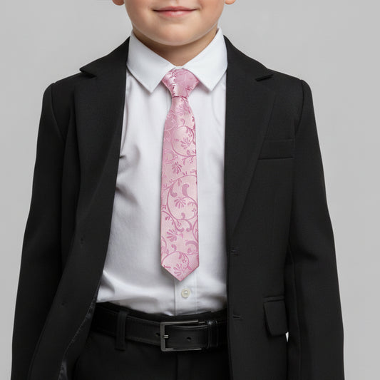 Pre Tied Dusty Pink Floral Boys Tie Age 4-7