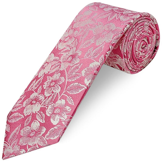 Dusty Pink Floral Silk Classic Mens Tie