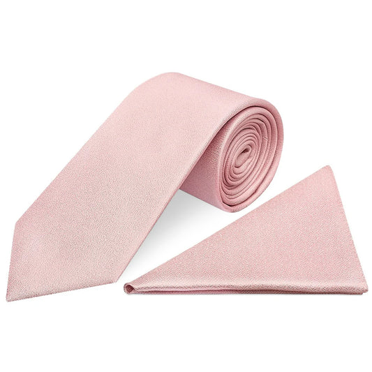 Plain Dusty Rose Silk Classic Mens Tie and Pocket Square Set