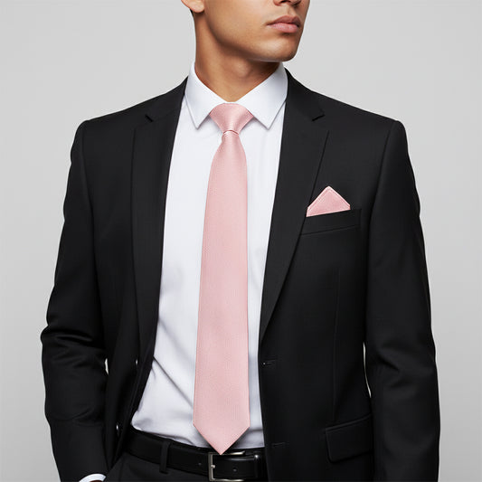 Plain Dusty Rose Silk Classic Mens Tie and Pocket Square Set