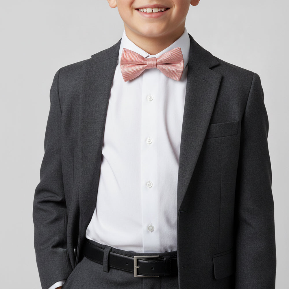 Pre Tied Dusty Rose Silk Twill Boys Bow Tie Age 8-11