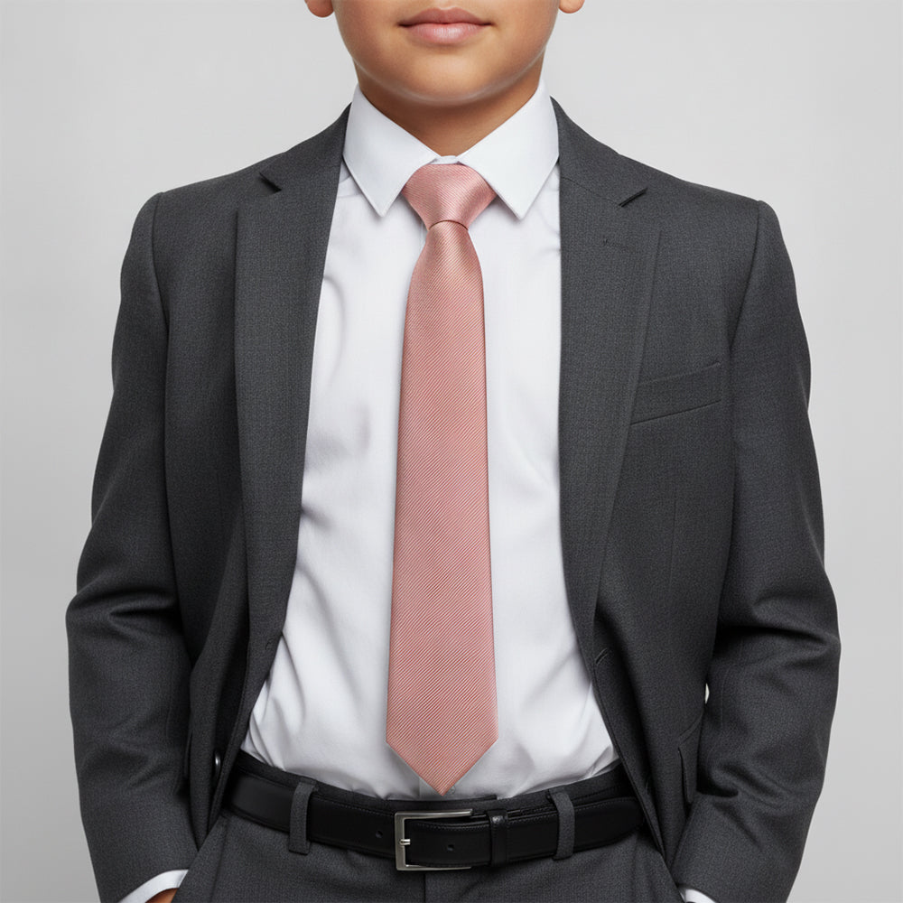 Dusty Rose Silk Twill Boys Tie - Age 8-11 Years