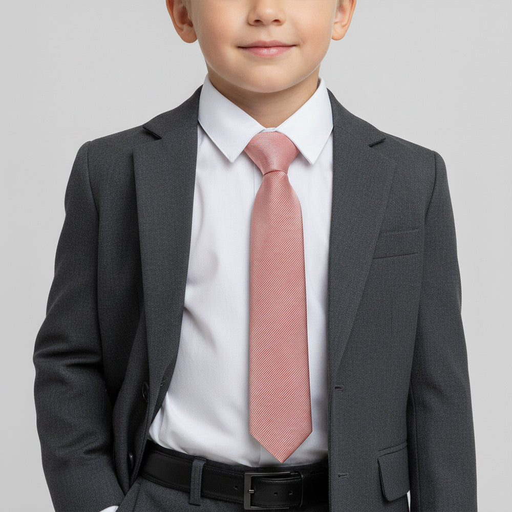 Pre Tied Dusty Rose Silk Twill Boys Tie Age 4-7