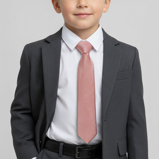 Pre Tied Dusty Rose Silk Twill Boys Tie Age 4-7