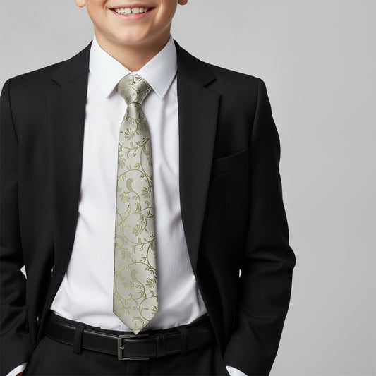 Dusty Sage Floral Skinny Boys Tie