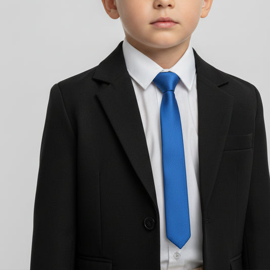 Pre Tied Electric Blue Satin Boys Tie Age 4-7