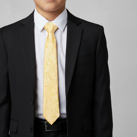 Gold Floral Skinny Boys Tie