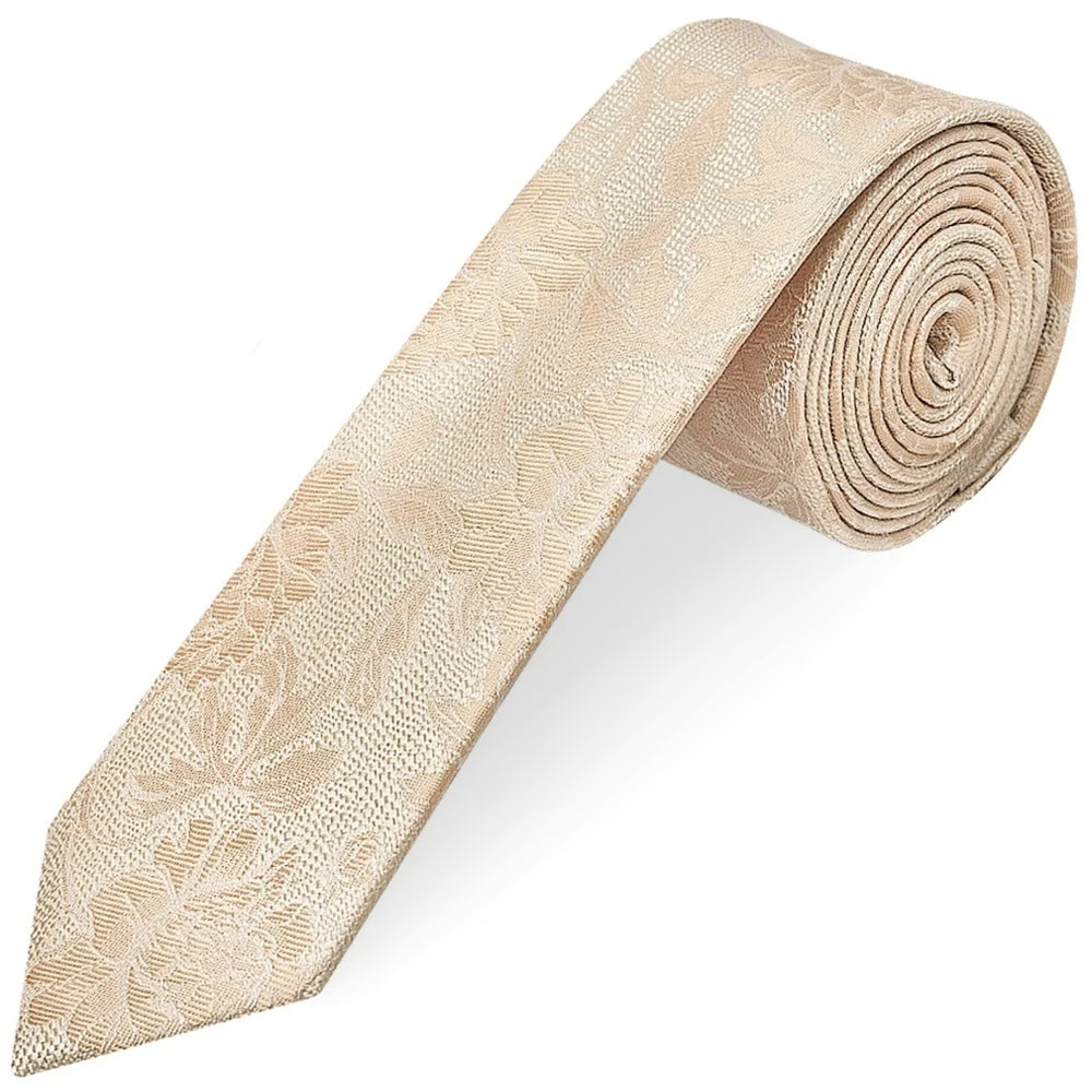 Gold Flower Skinny Men's Tie and Pocket Square Set
