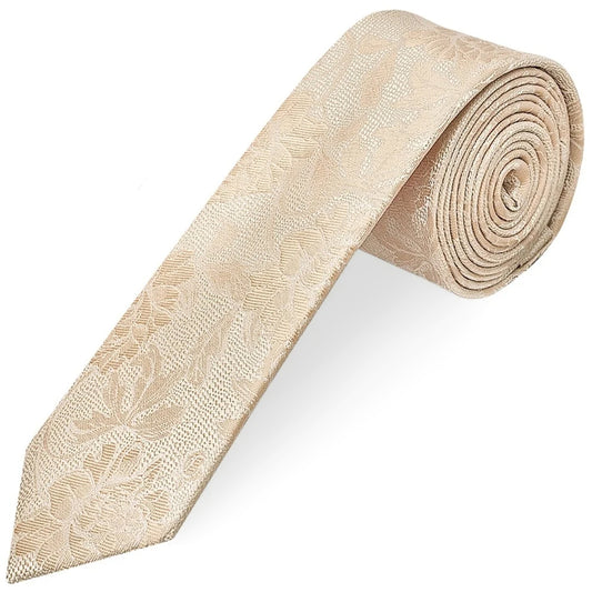 Gold Flower Skinny Men's Tie and Pocket Square Set