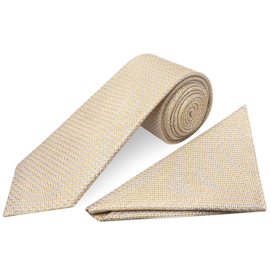 Gold Grenadine Silk Classic Mens Tie and Pocket Square Set