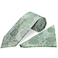 Green Flower Classic Men's Tie and Pocket Square Set