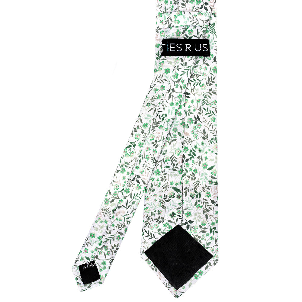 Mens Classic Small Green Floral Tie
