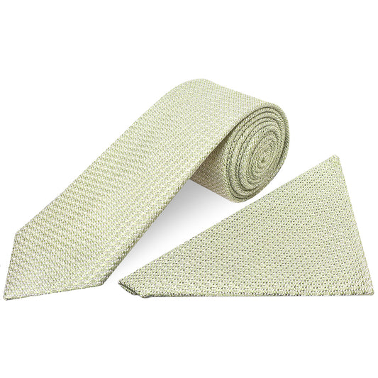 Green Grenadine Silk Classic Mens Tie and Pocket Square Set