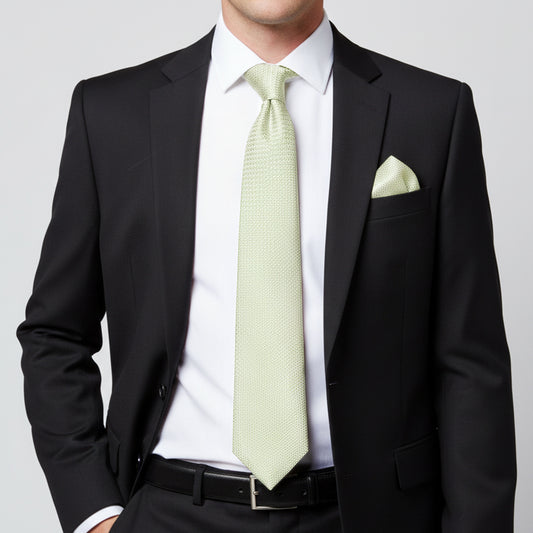 Green Grenadine Silk Classic Mens Tie and Pocket Square Set