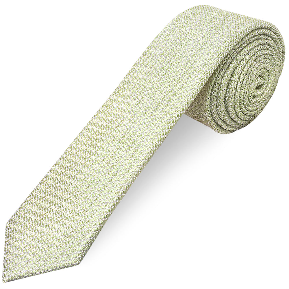 Green Grenadine Silk Skinny Mens Tie and Pocket Square Set
