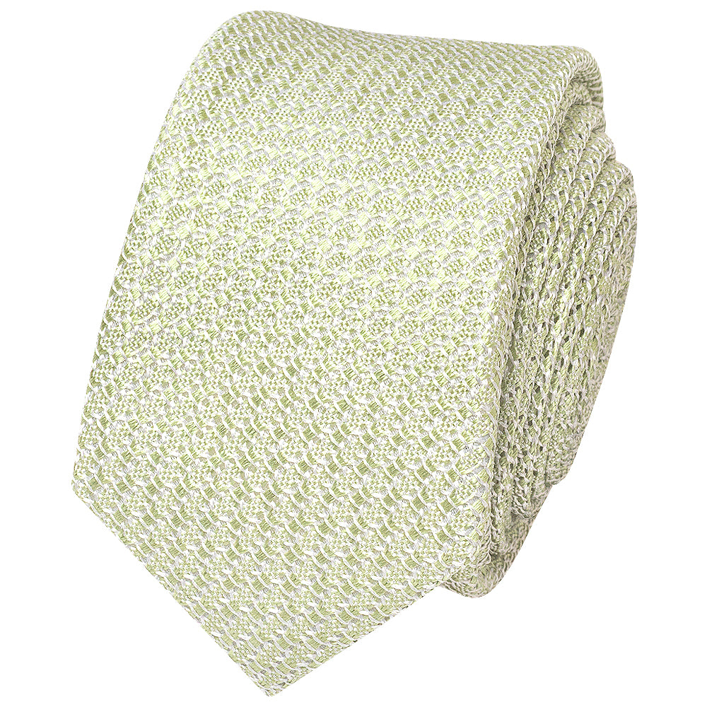 Green Grenadine Silk Skinny Mens Tie and Pocket Square Set