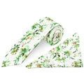 Mens Green Large Floral Classic Tie and Pocket Square Set