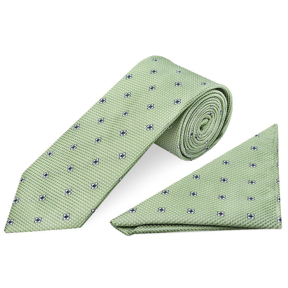 Green Petal Classic Men's Tie and Pocket Square Set